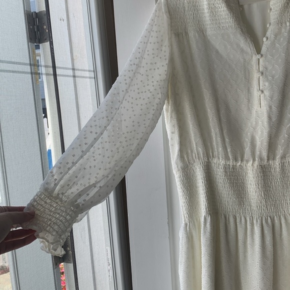 Cream flowy dress with button detail - White House Black Market - Picture 2 of 6